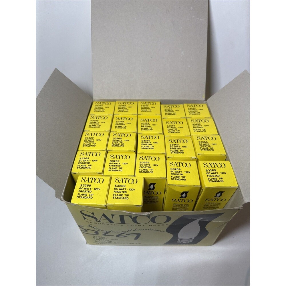 22x Pack Satco S3269 60w 120v Frosted Flame Tip Candelabra